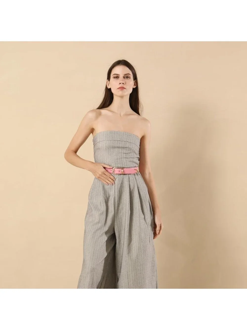 Women Pink Leather Waist Dress Belt For Pants Jeans Fashion With Gold Buckle